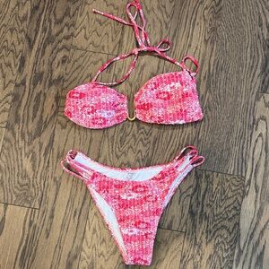Pink Textured Bikini Set
